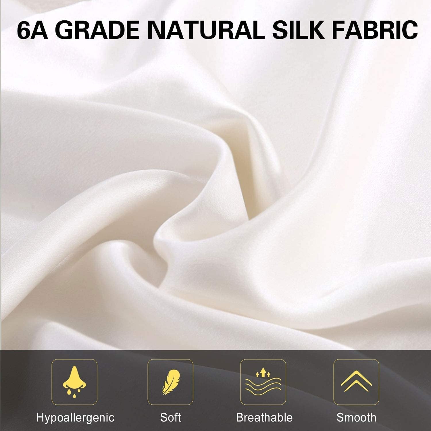 100% Mulberry Silk Pillowcase for Hair and Skin,Both Sides 19 Momme Pure Silk,1Pc(Queen 20''X30'',Ivory)